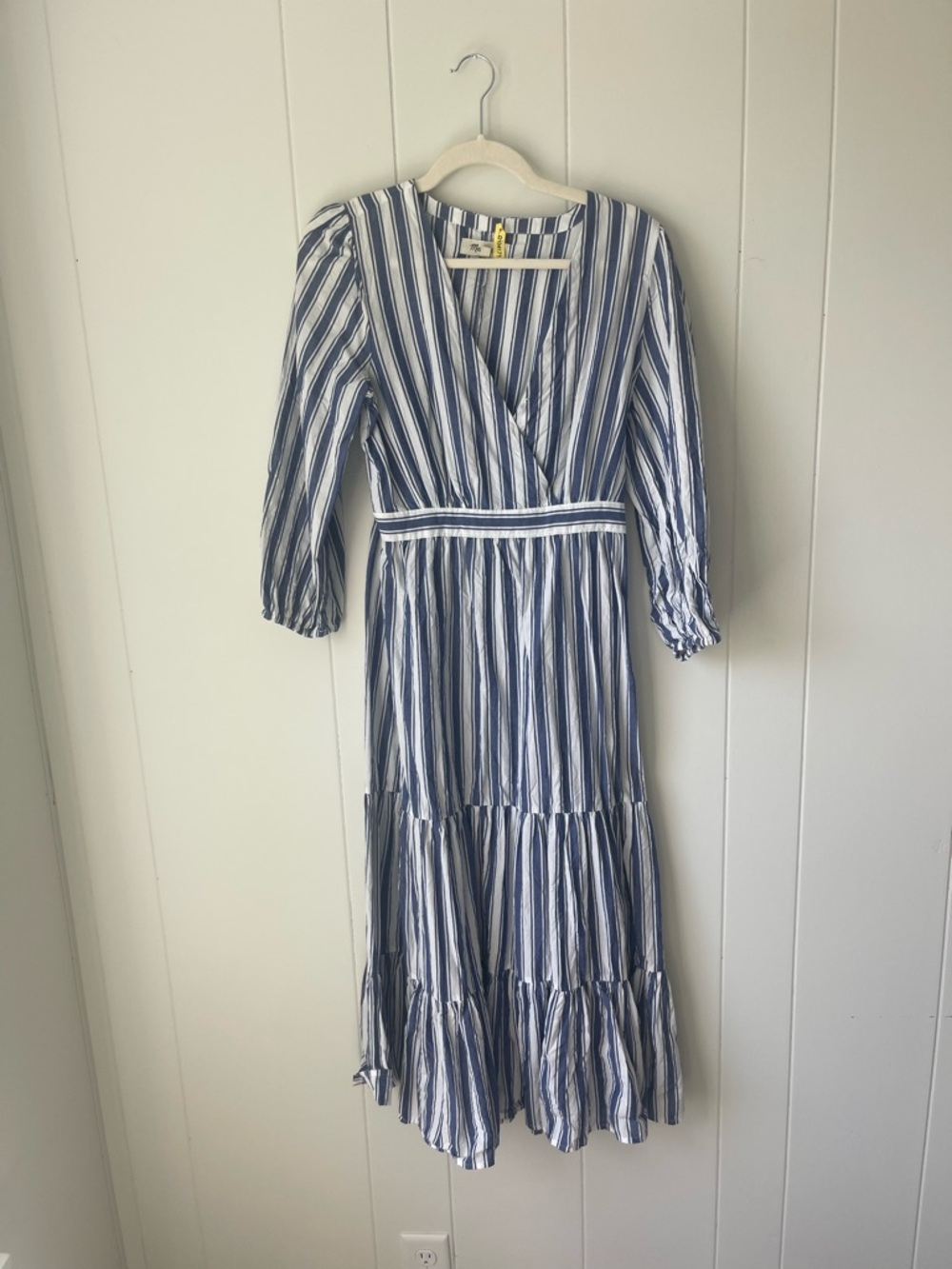 Madewell Blue and White Striped Maxi Wrap Dress